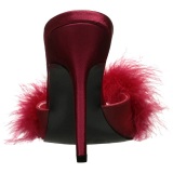 Red 10 cm CLASSIQUE-01F womens mules with marabou feathers