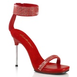 Red 11,5 cm CHIC-40 ankle straps stiletto metal heels sandals