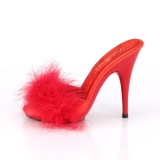 Red 13 cm POISE-501F Marabou Feathers Mules Shoes