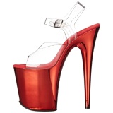 Red 20 cm FLAMINGO-808 Chrome Platform High Heels