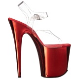 Red 20 cm FLAMINGO-808 Chrome Platform High Heels