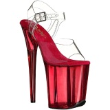 Red 20 cm FLAMINGO-808T Acrylic Platform High Heeled Sandal