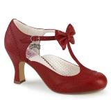 Red 7,5 cm retro vintage FLAPPER-11 Pinup Pumps Shoes with Low Heels