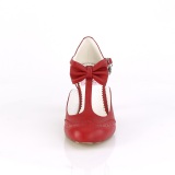 Red 7,5 cm retro vintage FLAPPER-11 Pinup Pumps Shoes with Low Heels