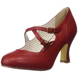 Red 7,5 cm retro vintage FLAPPER-35 Pinup Pumps Shoes with Low Heels