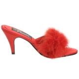 Red 8 cm AMOUR-03 Marabou Feathers Mules Shoes