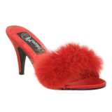 Red Feathers 8 cm AMOUR-03 High Women Mules Shoes for Men