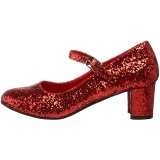 Red Glitter 5 cm SCHOOLGIRL-50G Pumps Mary Jane