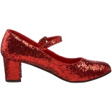 Red Glitter 5 cm SCHOOLGIRL-50G Pumps Mary Jane