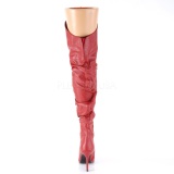 Red Leatherette 10 cm CLASSIQUE-3011 High Heeled Overknee Boots