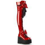 Red Patent 11,5 KERA-303 overknee boots with laces