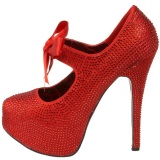 Red Rhinestone 14,5 cm Burlesque TEEZE-04R Platform Pumps Women Shoes