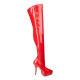 Red Shiny 13,5 cm INDULGE-3000 Platform Over Knee Boots