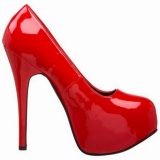 Red Shiny 14,5 cm Burlesque BORDELLO TEEZE-06 Platform Pumps