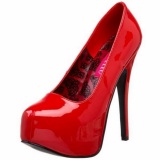 Red Shiny 14,5 cm Burlesque BORDELLO TEEZE-06 Platform Pumps