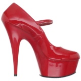 Red Shiny 15 cm PLEASER DELIGHT-687 Platform Pumps