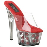 Red Transparent 18 cm ADORE-701FL Platform High Mules