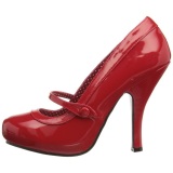 Red Varnished 12 cm retro vintage CUTIEPIE-02 mary jane pumps with hidden platform