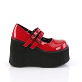 Red Vegan 11,5 cm DemoniaCult KERA-08 gothic platform mary jane pumps