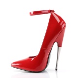 Red patent women 16 cm pointed toe metal heeled stiletto pumps