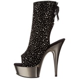 Rhinestone 16 cm Pleaser DELIGHT-1018RS Chrome Platform Ankle Calf Boots