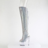 Rhinestones ADORE 18 cm open toe thigh high boots with laces high heels