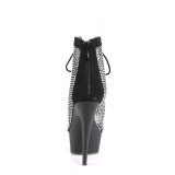 Rhinestones mesh fabric 15 cm DELIGHT lace up ankle boots in black