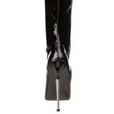 Shiny 16 cm DAGGER-3000 Overknees Boots Flat Heels