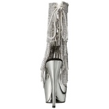 Silver 15 cm DELIGHT-1017RSF womens fringe ankle boots high heels