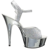 Silver 15 cm Pleaser DELIGHT-609G Chrome Platform High Heel