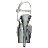 Silver 15 cm Pleaser DELIGHT-609G Chrome Platform High Heel