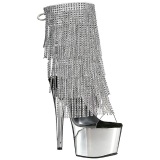 Silver 18 cm ADORE-1017RSF womens fringe ankle boots high heels