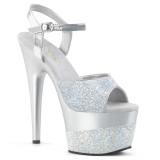 Silver 18 cm ADORE-709-2G glitter platform sandals shoes