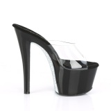 Silver 18 cm SKY-301CRS rhinestone platform high heel mules