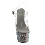 Silver Crystal Stone 18 cm BEJEWELED-708MS Platform High Heels Shoes