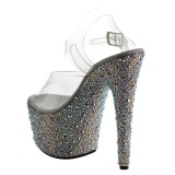 Silver Crystal Stone 18 cm BEJEWELED-708MS Platform High Heels Shoes