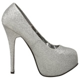 Silver Glitter 14,5 cm Burlesque TEEZE-31G Platform Pumps Shoes