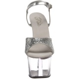 Silver Glitter 18 cm SKY-310 Platform High Heeled Sandal Shoes