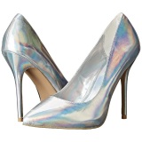 Silver Matte 13 cm AMUSE-20 pointed toe stiletto pumps