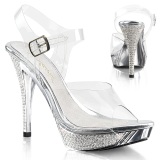 Silver Rhinestone 12 cm ELEGANT-408 Platform High Heeled Sandal