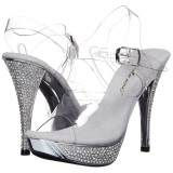 Silver Rhinestone 12 cm ELEGANT-408 Platform High Heeled Sandal