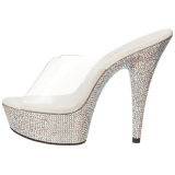 Silver Rhinestone 15,5 cm BEJEWELED-601DM Platform Mules Shoes