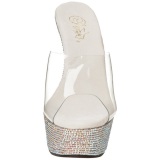 Silver Rhinestone 15,5 cm BEJEWELED-601DM Platform Mules Shoes