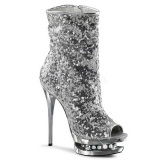 Silver Sequins 15,5 cm BLONDIE-R-1008 Platform Ankle Calf Boots