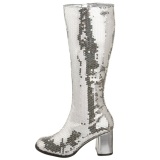 Silver Sequins 8 cm SPECTACUL-300SQ Women Knee Boots