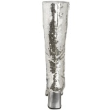 Silver Sequins 8 cm SPECTACUL-300SQ Women Knee Boots