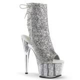 Silver glitter 18 cm ADORE-1018G womens platform soled ankle boots