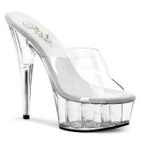 Transparent 15,5 cm Pleaser DELIGHT-601 Platform Mules Shoes