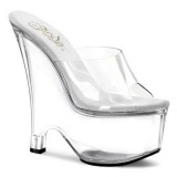 Transparent 16,5 cm Pleaser BEAU-601 Platform Wedge Mules