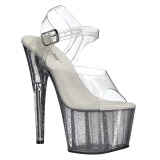 Transparent 18 cm ADORE-708MG glitter platform high heels shoes